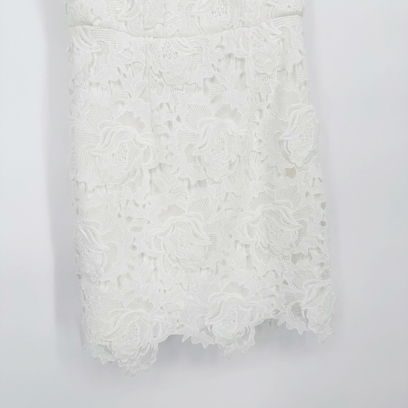 NEW Milly Atalie 3D Floral Lace Dress V-Neck Puff Sleeve in White Women's 0 - Picture 5 of 11